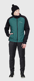 Премиальный костюм для лыж и зимнего бега Nordski Hybrid Hood Warm 2.0 Black-Alpine Green