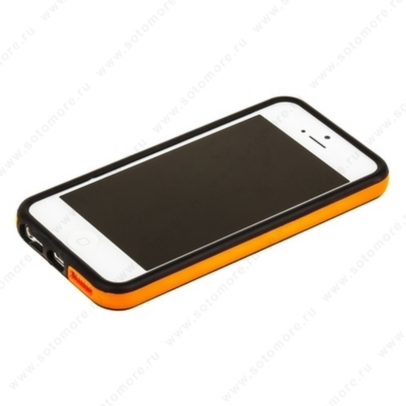 Бампер для iPhone SE/ 5s/ 5C/ 5 черный с оранжевой полосой