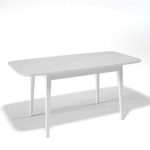 Стол для кухни и гостиной Kenner 1200M кухонный (обеденный), раздвижной, стеклянный, белый матовый 80*75*120(160)
