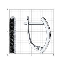 7020060 - Серьги из белого золота с бесцветными и чёрными бриллиантами