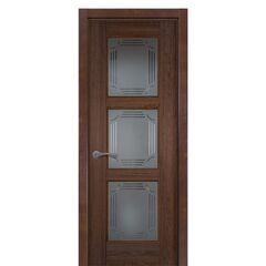 Купить Межкомнатная дверь массив дуба Турин античный орех остеклённая