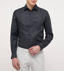 Сорочка мужская Eterna Slim Fit 3116-F159-38 чёрная из фактурной ткани