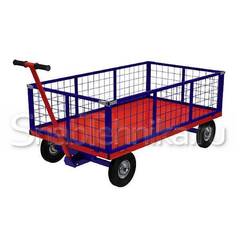 Тележка с поворотной осью и сетчатыми бортами ТПОБ 5 С 250-Ч (700х1200). Колеса обрезиненный чугун