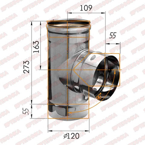 Тройник-К 90° d120мм (430/0,5 мм) Ferrum в интернет-магазине ЯрТехника