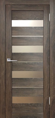 Межкомнатная дверь Бавария 02 ПВХ / Цвет Дуб шале корица / Остекление "Сатинато" / Двери Верда