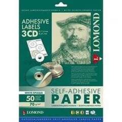 Самоклеящаяся бумага LOMOND непрозрачная для этикеток, CD 3-дел.( D-41/114мм.)  70 г/м2.