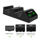 Зарядная станция для 2-x геймпадов Xbox One / Xbox Series + 2 аккумулятора 800mAh DOBE ( TPX-1817X ) (Черный)