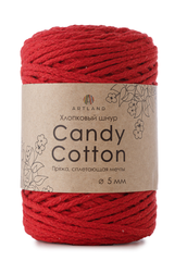 Плетёный шнур Candy cotton 5 мм, 500 гр, 100% х/б, 100 м, красный