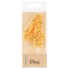 Свеча-цифра ЭКО, Кремовый, с блестками, 