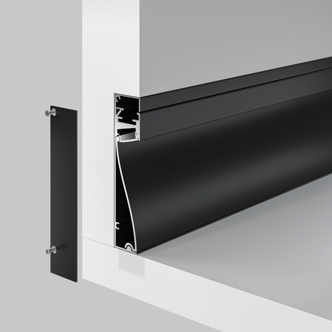 Алюминиевый профиль Maytoni плинтус 80×18 (Черный, 2 м), ALM-8018-B-2M