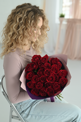 Розы красные 40 см (Premium) 25 шт