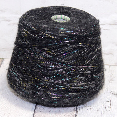Смотка люрекс/вспушенный меринос/кидмохер/вискоза 300 черный мультиколор