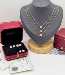 Колье с камнем каратником из серебра 925 пробы в стилистике CARTIER