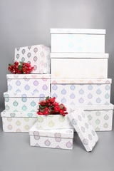 Коробка одиночная, Прямоугольник, НГ Игрушки серебро, 35*27*15.5 см