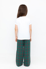 пижама  для девочки  К 1640/белая лилия,шотландская клетка
