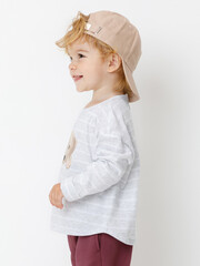 лонгслив  для мальчика  КР 302908/св.серый меланж,полоска к630