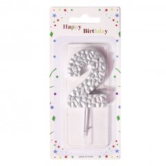 
          Свеча для торта Alingar, 5-6 см, на пике, "Цифра 2", цвет серебро, блистер с европодвесом