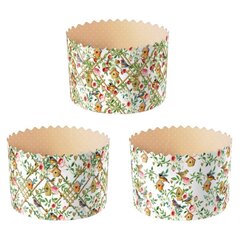 Форма бумажная для кулича «Птички в саду» (300 гр, 110/85 мм)