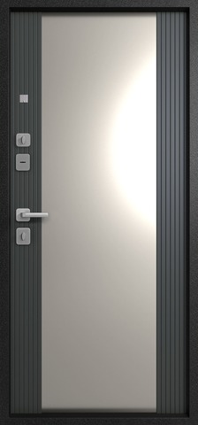 Теплая дверь входная Эталон М-5 зеркало (2025), 2 замка, 1,4 мм металл, (черный букле+графит софт) #3