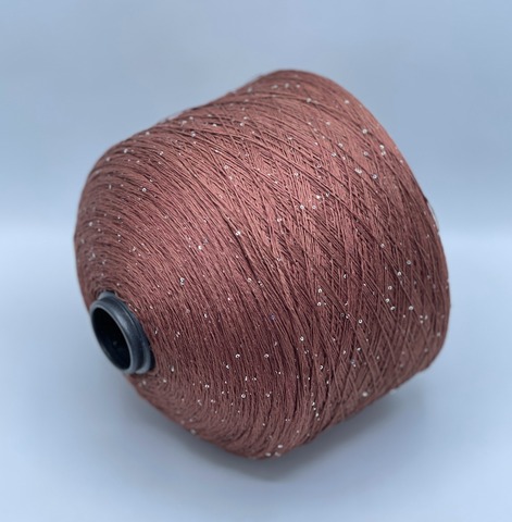 Бобинная пряжа, Linette Pailletes, 450м, 80% Лен, 20% Полиэстер(пайетка), Шоколад(неоднотонный)+пайетка.37709