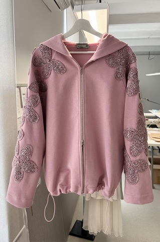 Худи с мерцающими цветами, розовый