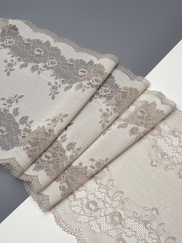 Эластичное кружево для белья серо-бежевое ширина 23 см