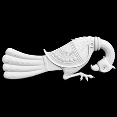 Силиконовый молд № 359 Винтажная птица большая правая