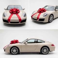 Бант-Шар на автомобиль, Красный, Металлик матовый, 51см*10см, 1 шт.