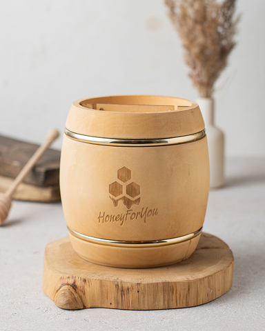 Деревянный бочонок с донниковым мёдом HoneyForYou, 1 кг