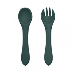 Silikon qaşıq və çəngəl\PETITE&MARS Silicone cutlery TAKE&MATCH Misty Green 6m+