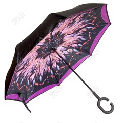 Анти зонт павлиний хвост малиновый механика