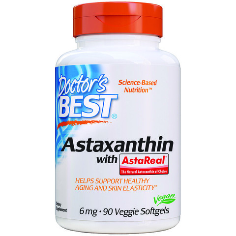 Doctor's Best, Astaxanthin with AstaReal, 6 mg, 90 Veggie Softgels