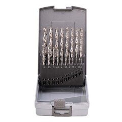 Набор сверл по металлу 1-10мм 19шт DIN338 HSS-G 135° LH-Левые (пл. кейс) H-Tools 214214LiROHT