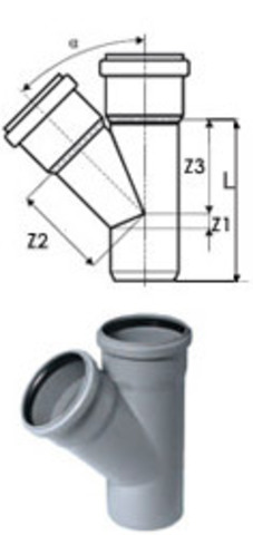 Тройник Ostendorf (Остендорф) HTEA 110/75x45°