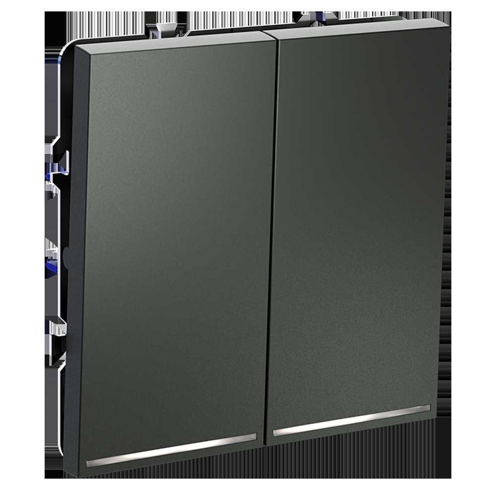 Выключатель встраиваемый Voltum S70 двухклавишный с подсветкой 10А, (титан) VLS020206