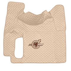 Ковры VOLVO FH-12 2002-2008г (автомат) (экокожа, бежевый, бежевый кант, коричневая вышивка)