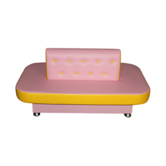 Диван круговой для раздевания «Пуговка» (овальный) розово-желтый