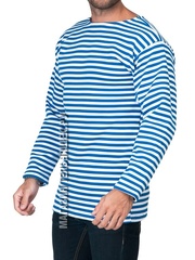 Купить тельняшку с начесом с голубой полосой - Магазин тельняшек.ру 8-800-700-93-18 НАЧЕС Тельняшка утепленная ВДВ (голубая полоса) ГОСТ МИНОБОРОНЫ 100% хлопок в Магазине тельняшек