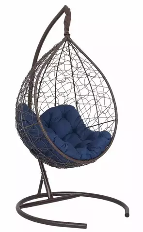 Подвесное кресло-кокон SEVILLA RELAX коричневое, темно-синяя подушка (Laura Outdoor)