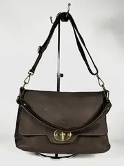 Женская наплечная сумка из натуральной винтажной кожи цвет темно-коричневый