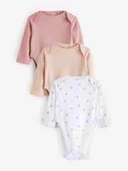 Боди с длинным рукавом для малышей с дисплазией тазобедренного сустава Next N44-442, 3 шт., Белый, Розовый