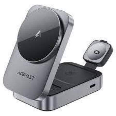 Беспроводная зарядка ACEFAST E22 Desktop 3-In-1 Wireless Charging Holder, металлик