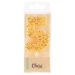 Свеча-цифра ЭКО, Кремовый, с блестками, 