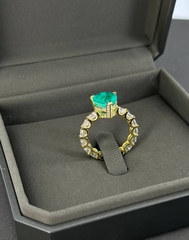 40035- Кольцо из серебра в лимонной позолоте с кварцем параиба огранка сердце