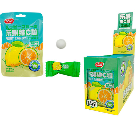 Фруктовые конфеты с витамином С со вкусом лимона Yinuo 1кор*12бл*20шт, 15гр