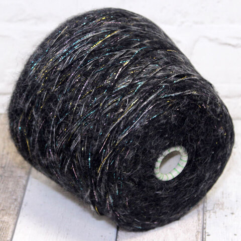 Смотка люрекс/вспушенный меринос/кидмохер/вискоза 300 черный мультиколор