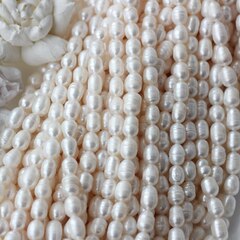 Жемчуг натуральный речной, рис, 8,5-11,3 мм, 1 нить, Ж026