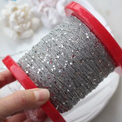 Цепочка с монетками, тонкая, 1,8*1,1 мм, родий, 1 м, А012