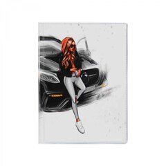 Обложка для автодокументов, ПВХ, принт "Чика" (девушка возле машины,серый фон)