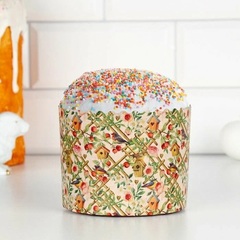 Форма бумажная для кулича «Птички в саду» (300 гр, 110/85 мм)